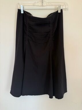 Prada Black A-Line Skirt with Gathered Front Detail Y2K